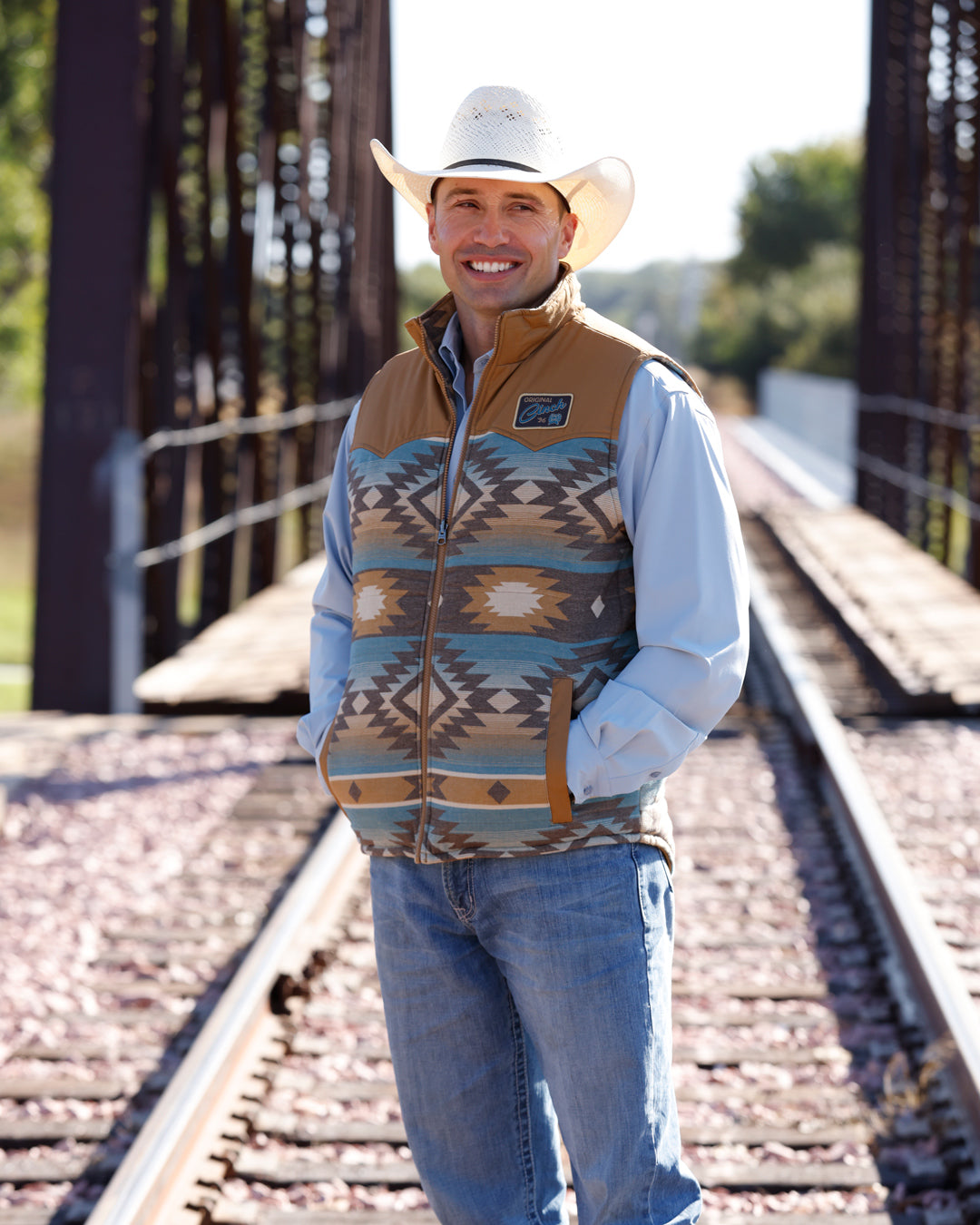 Cinch Men's Tan Reversible Vest