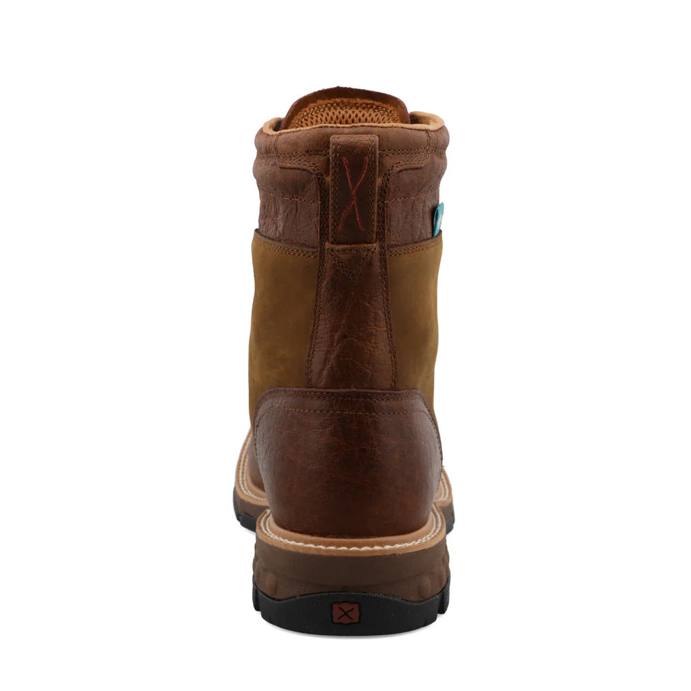 Twisted X 8" CellStretch Distressed Saddle & Cognac Lacer Work Boot