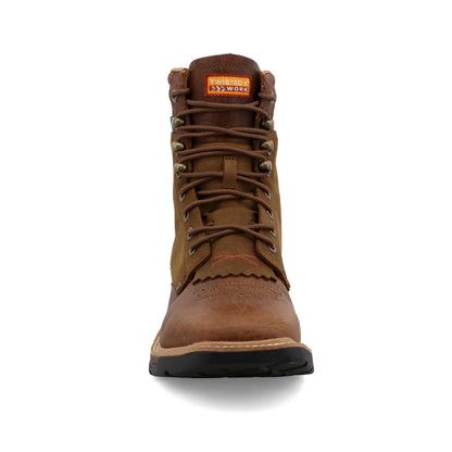 Twisted X 8" CellStretch Distressed Saddle & Cognac Lacer Work Boot