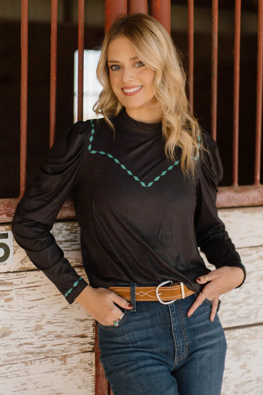 Midnight Buckstitch Top