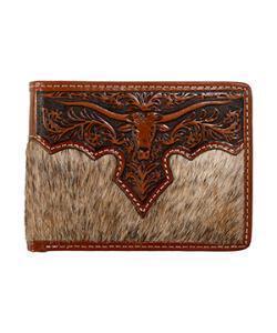 Longhorn Brown Calf Hair Bifold Wallet