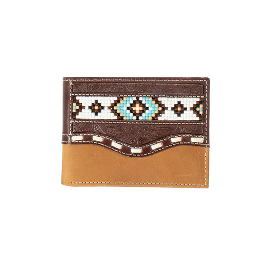 NOCONA  BEADED INLAY BUCK LACING BIFOLD WALLET