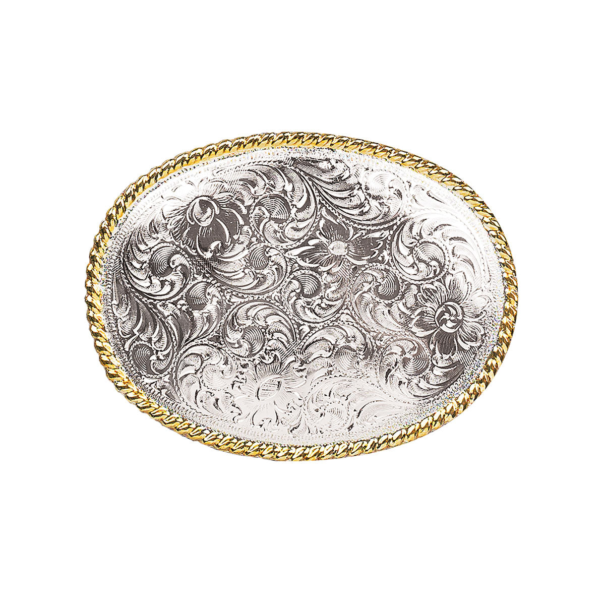 Nocona Silver & Gold Oval Scrolled Buckle