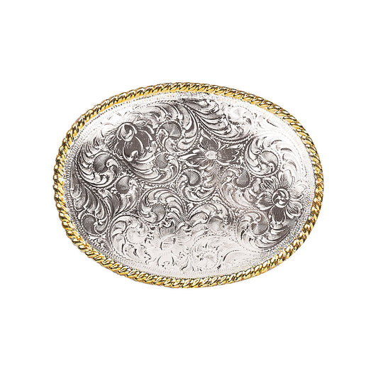 Nocona Silver & Gold Oval Scrolled Buckle