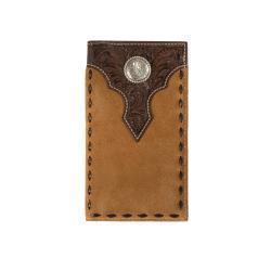 Nocon Floral Overlay Roughout Tan Wallet