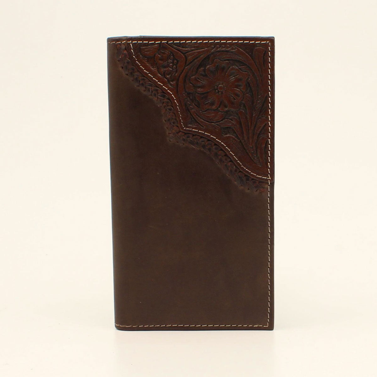 NOCONA FLORAL TOOLED EDGE BROWN RODEO WALLET