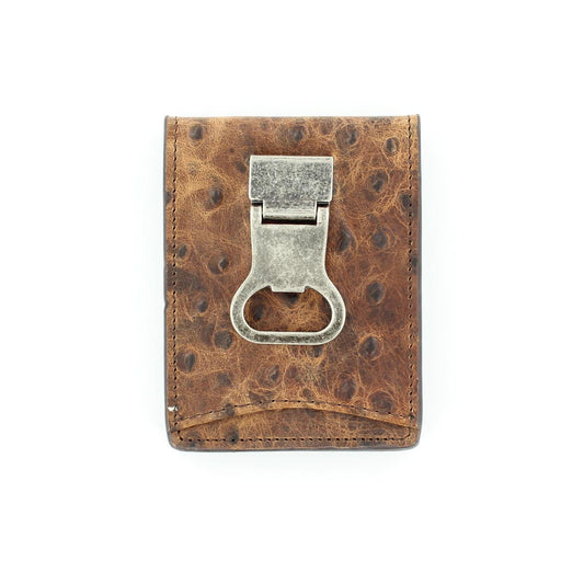 Nocona Brown Ostrich Bifold Money Clip