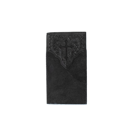 NOCONA BLACK ROUGHOUT CROSS RODEO WALLET