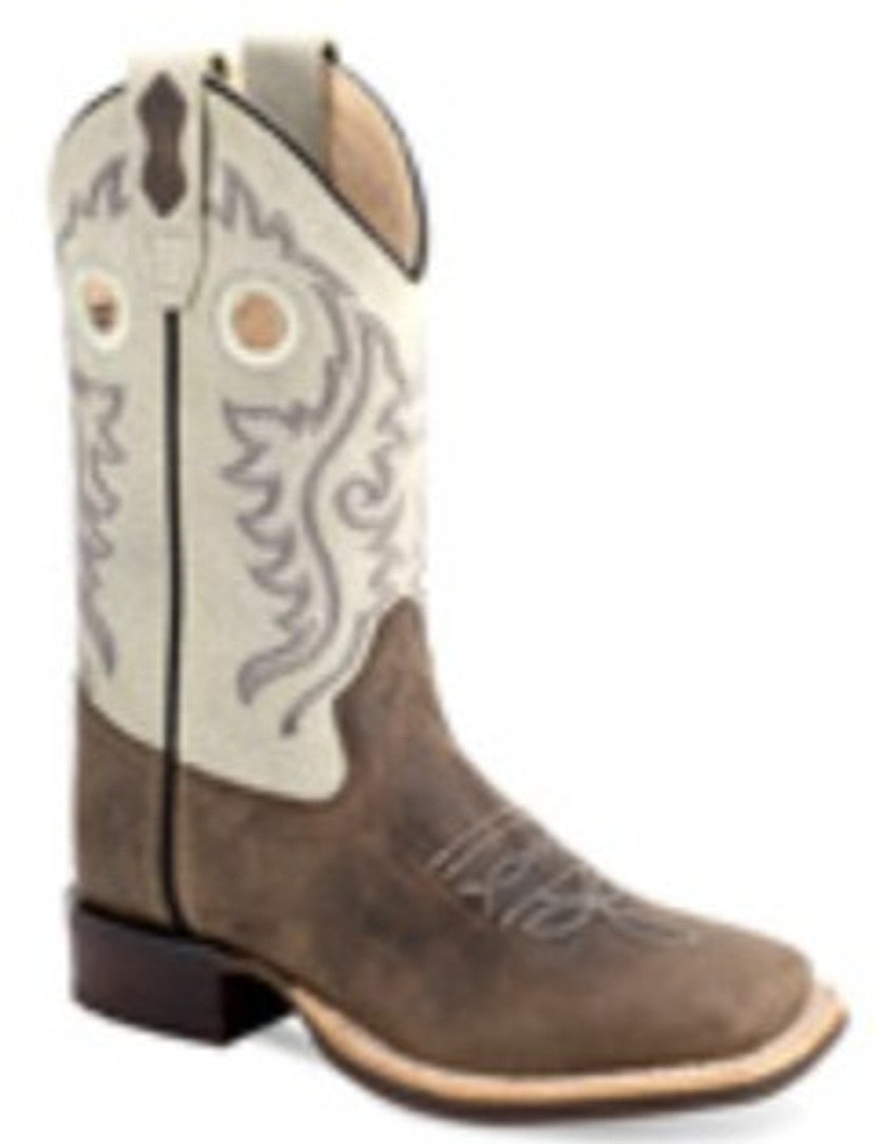 Old West Kid's Brown /Cream Square Toe Boot