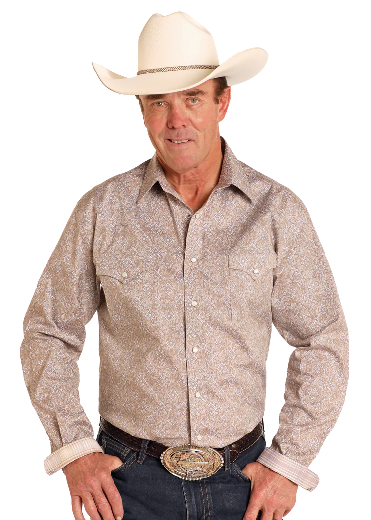ROCK & ROLL TAUPE LONG SLEEVE SNAP SHIRT