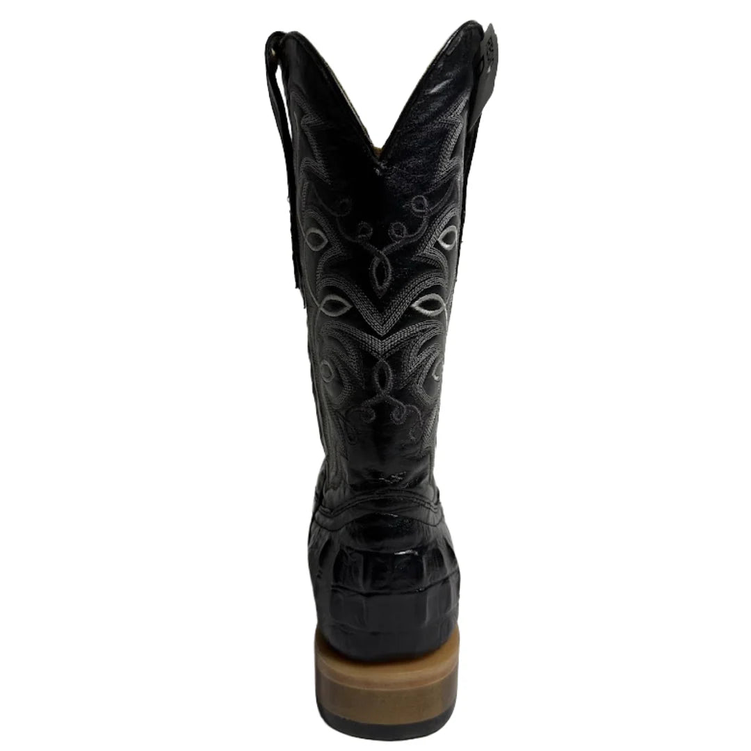 Cowtown Men's Black Alligator Tail Print Leather Western Boot