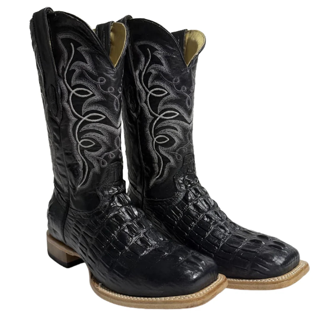Cowtown Men's Black Alligator Tail Print Leather Western Boot
