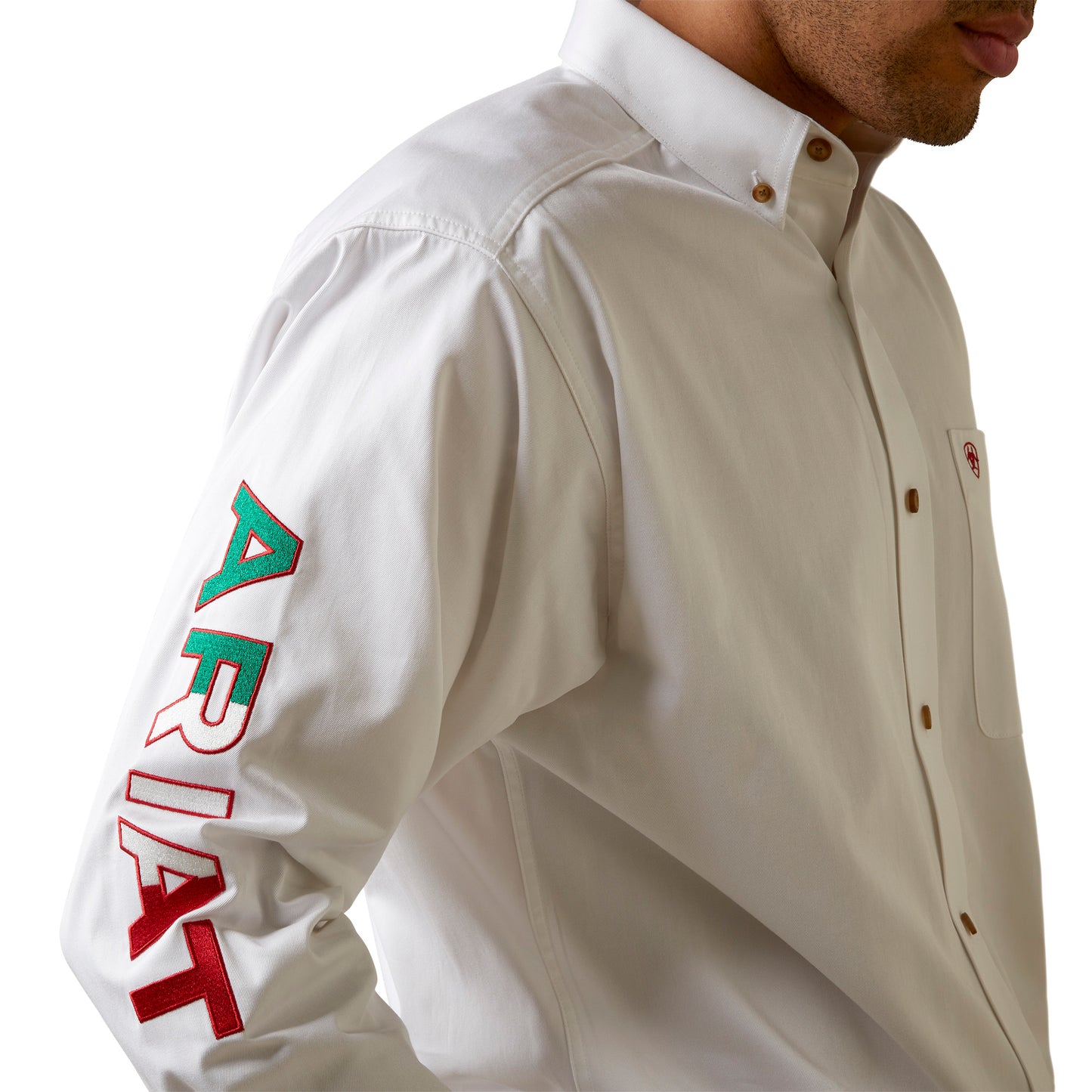 Ariat Men's Team Logo Mexico White Button Down Shirt