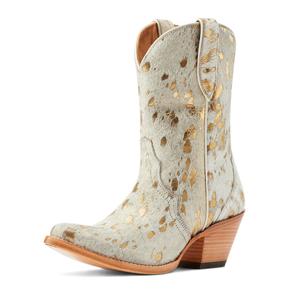 ARIAT LADIES BANDIDA WHITE/GOLD COWHIDE BOOTS