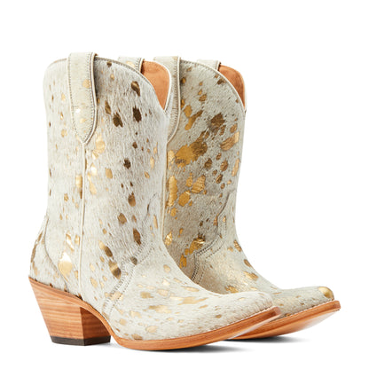 ARIAT LADIES BANDIDA WHITE/GOLD COWHIDE BOOTS