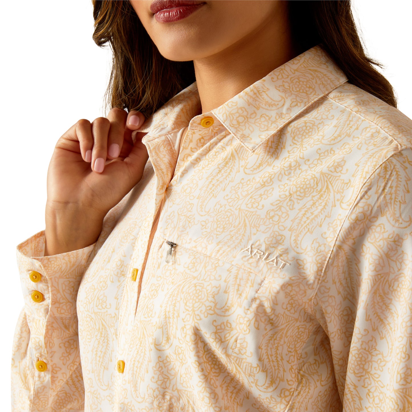 ARIAT VENTTEK OCHRE PAISLEY LONG SLEEVE SHIRT