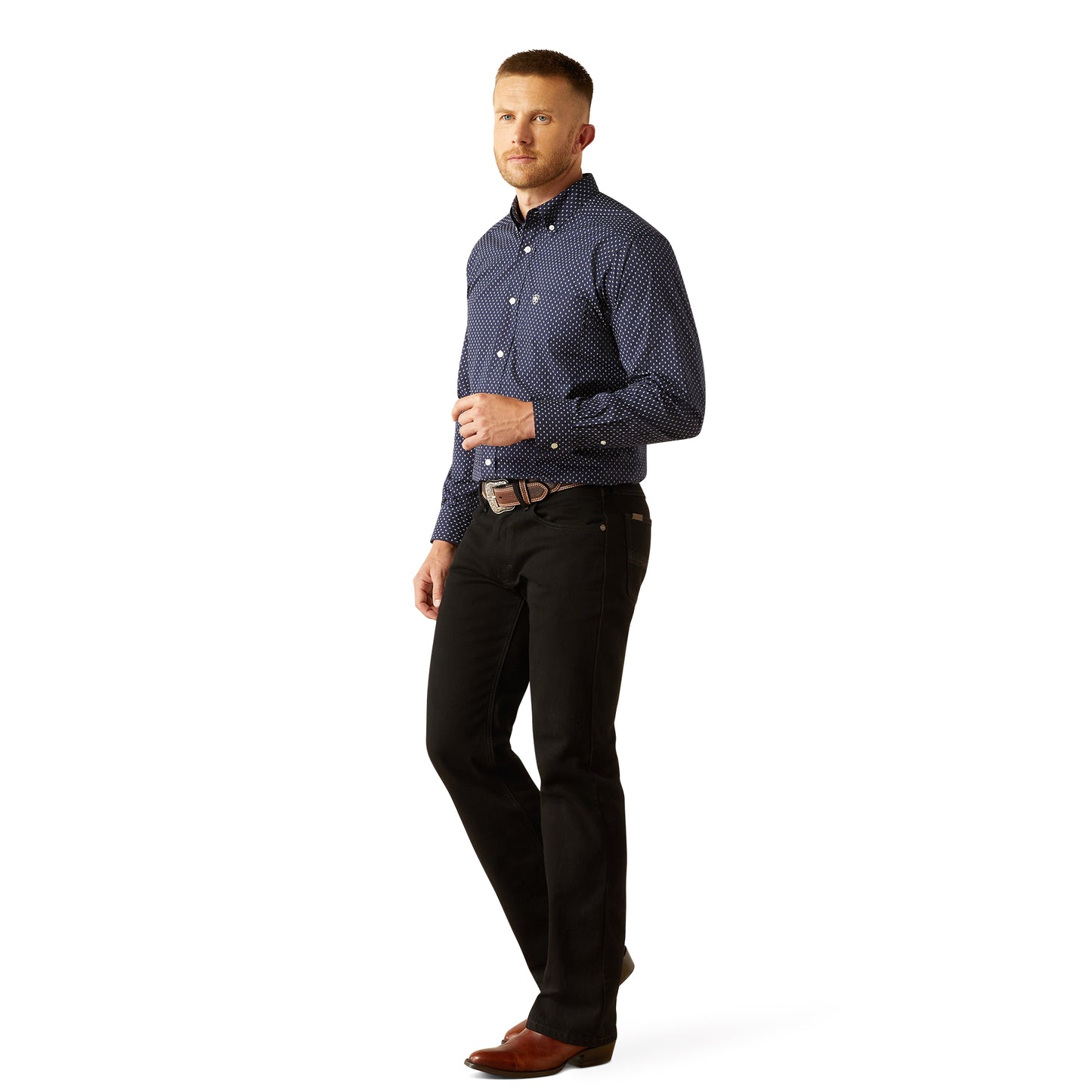 Ariat Carmine Navy Classic Fit Long Sleeve Shirt