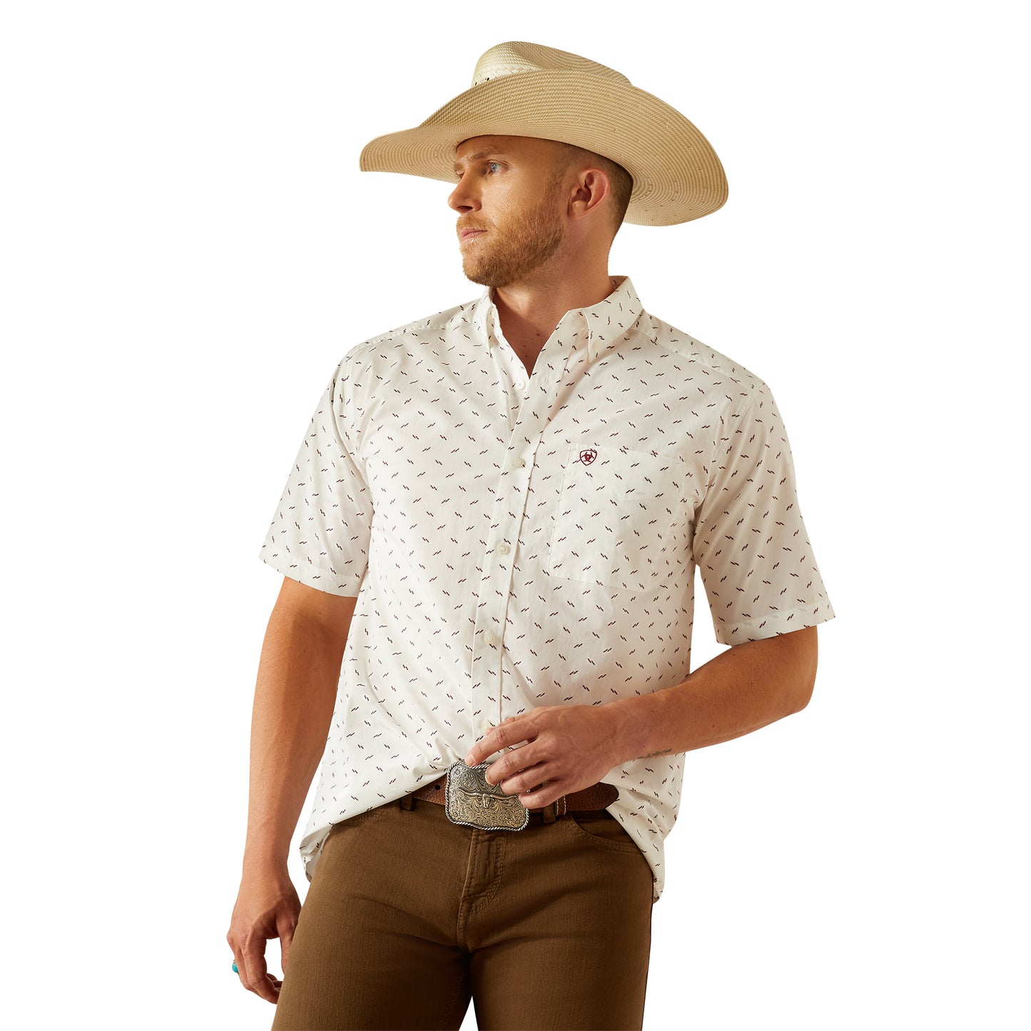 ARIAT GRANT WHITE CANDY SHORT SLEEVE SHIRT