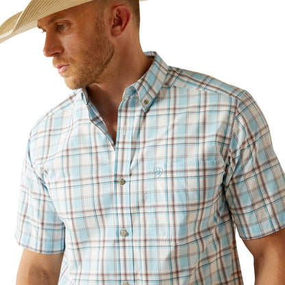 ARIAT PRO GEOFFREY LIGHT TURQUOISE SHORT SLEEVE SHIRT