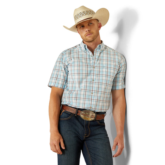 ARIAT PRO GEOFFREY LIGHT TURQUOISE SHORT SLEEVE SHIRT