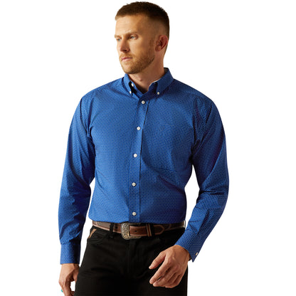 ARIAT WRINKLE FREE NAVY BODIE LONG SLEEVE SHIRT