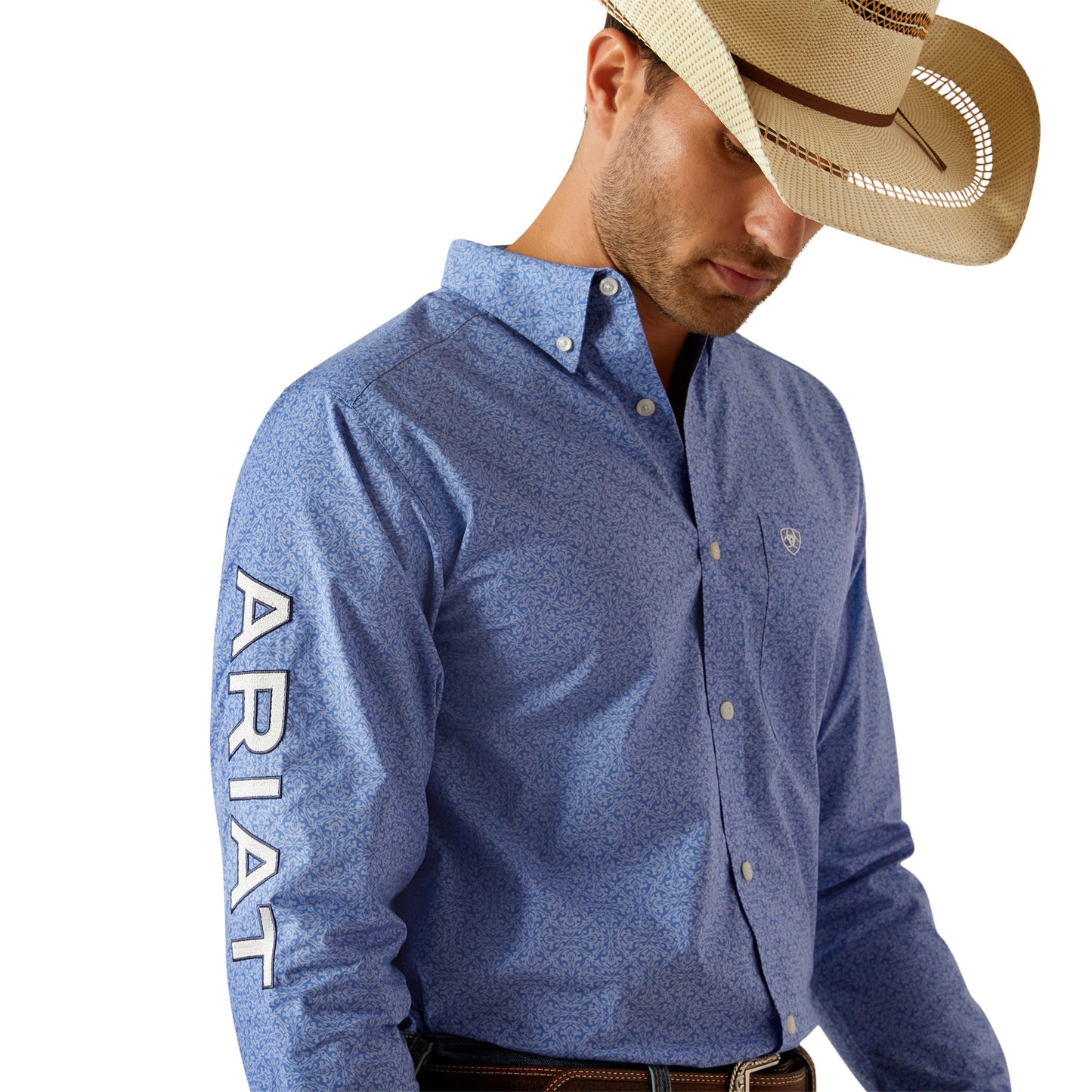 ARIAT TEAM POTTER BLUE LOGO FITTED SHIRT