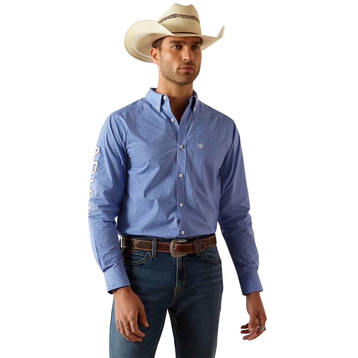 ARIAT TEAM POTTER BLUE LOGO FITTED SHIRT