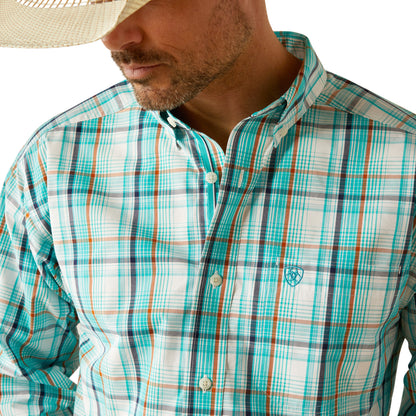 ARIAT PRO JUSTICE TEAL LONG SLEEVE SHIRT