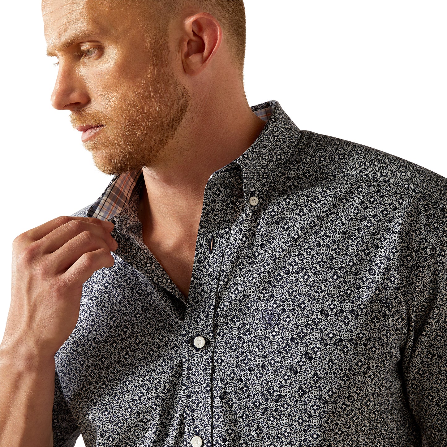 Ariat Men's Wrinkle Free Octavius Navy Short Sleeve Shirt
