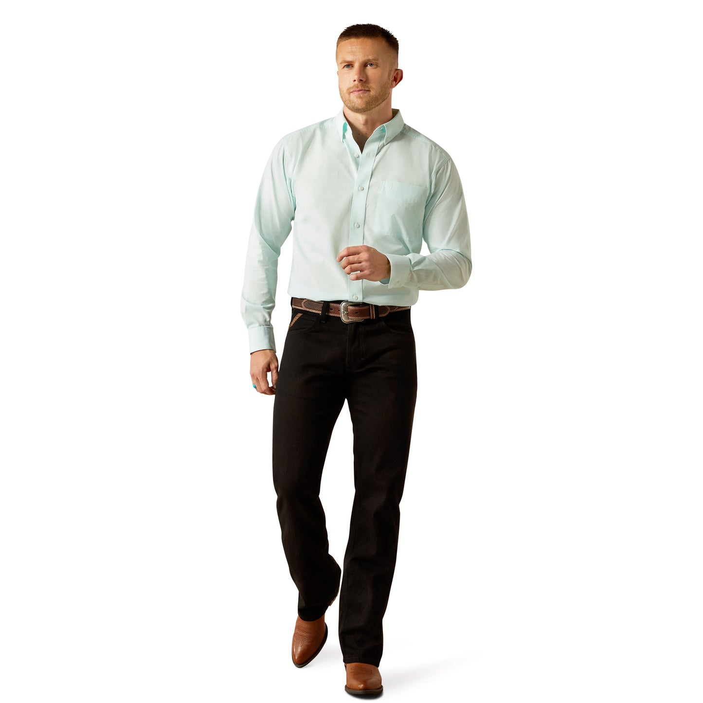 Ariat Slub Solid Mint Long Sleeve Shirt