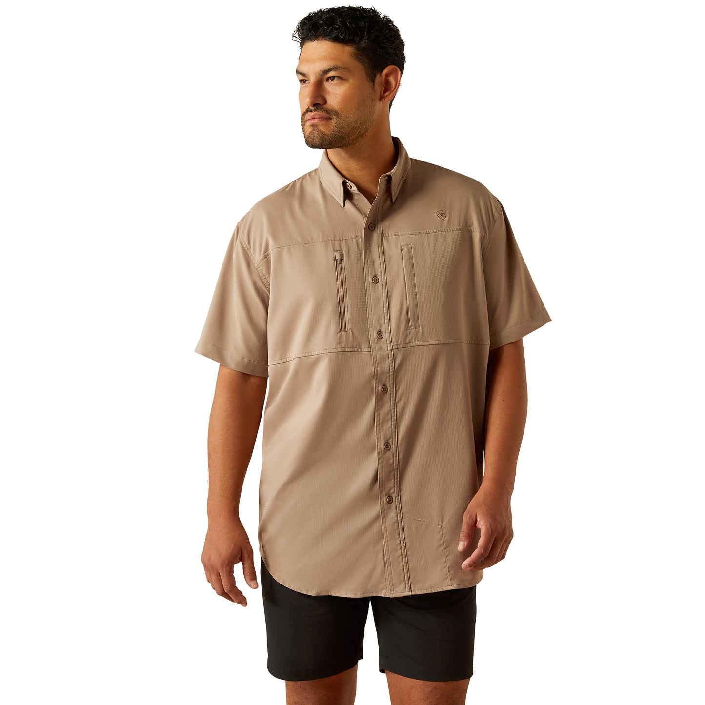 ARIAT VENTTEK TAUPE/GREY SHORT SLEEVE SHIRT