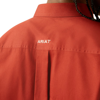 ARIAT TEAM LOGO TWILL DARK RED/KHAKI LONG SLEEVE SHIRT