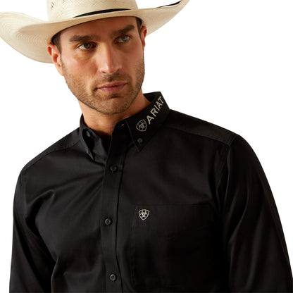 ARIAT TEAM LOGO BLACK/GREY TWILL LONG SLEEVE SHIRT