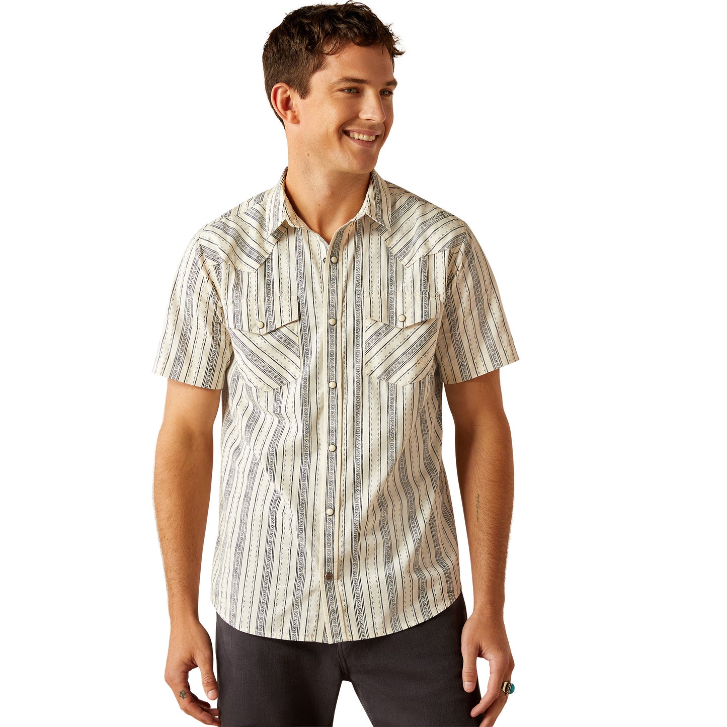ARIAT HOLDEN RETRO FIT OFF WHITE SHORT SLEEVE SHIRT