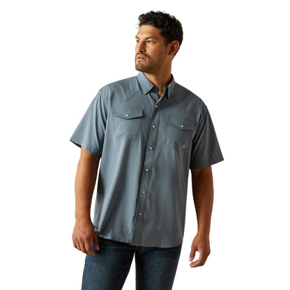 Ariat Western VentTEK Newsboy Blue Classic Fit Shirt