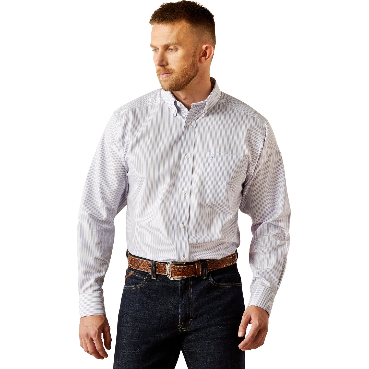ARIAT BLUE DON WRINKLE FREE LONG SLEEVE SHIRT