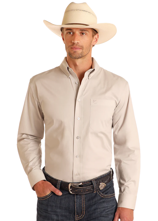 ROCK & ROLL LIGHT GREY 1 POCKET LONG SLEEVE SHIRT