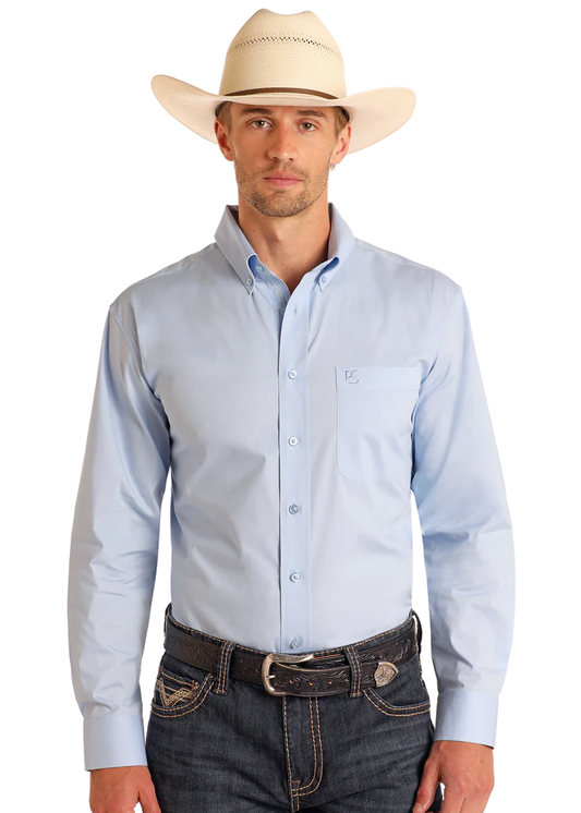 ROCK & ROLL POWDER BLUE 1 POCKET LONG SLEEVE SHIRT