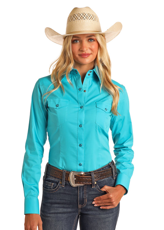 Panhandle Slim Peacock 2 Pocket Long Sleeve Snap Shirt