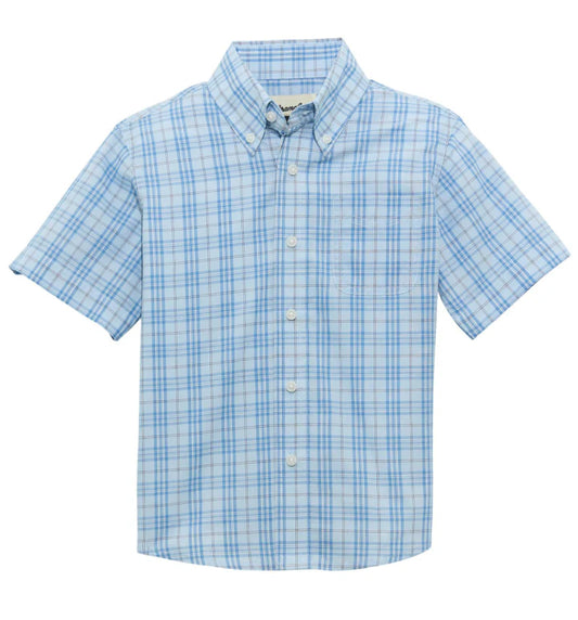 Wrangler Boys' Blue Striped Short Sleeve Shirt