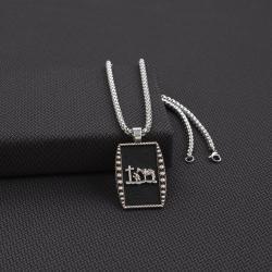 Praying Cowboy Black Silver Necklace