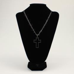 Gunmetal Finish Cross Cutout Necklace