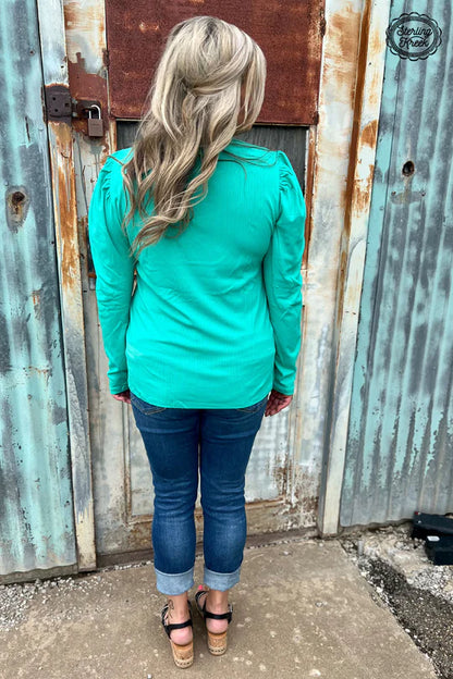 SOMETHING CLASSY TURQUOISE TOP