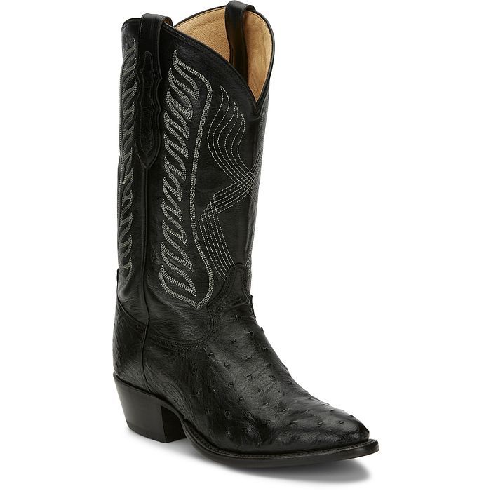 Tony Lama Mccandles 13" Black Midnight Full Quill Ostrich Boot