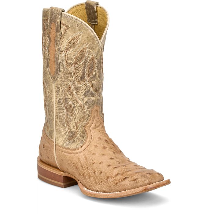 Tony Lama Cheyenne Tan 11" Ostrich Square Toe Boot