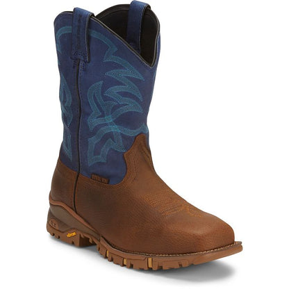 TONY LAMA AUBURN BROWN SAPPHIRE BLUE STEEL TOE WATERPROOF WORK BOOT