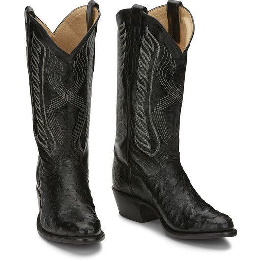 Tony Lama Mccandles 13" Black Midnight Full Quill Ostrich Boot