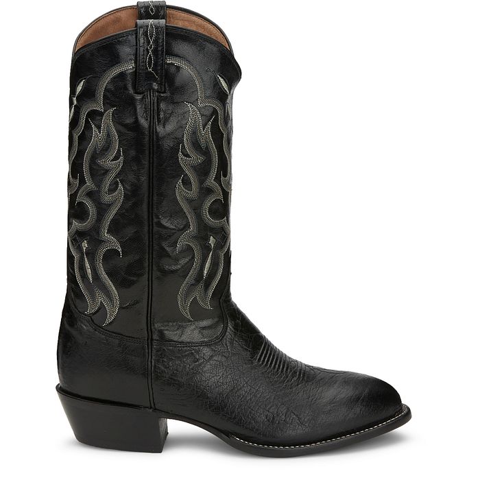 Tony Lama Bonham 13" Smooth Ostrich Black Western Boot