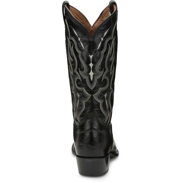 Tony Lama Bonham 13" Smooth Ostrich Black Western Boot