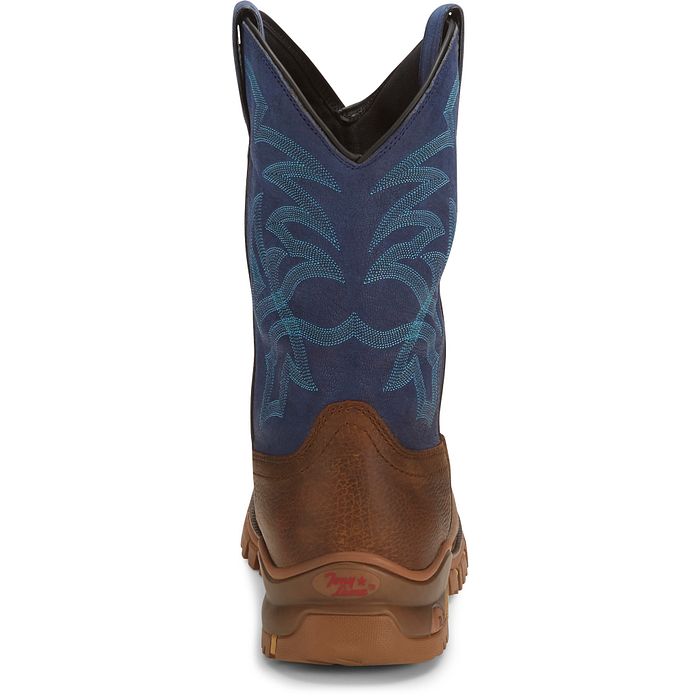 TONY LAMA AUBURN BROWN SAPPHIRE BLUE STEEL TOE WATERPROOF WORK BOOT